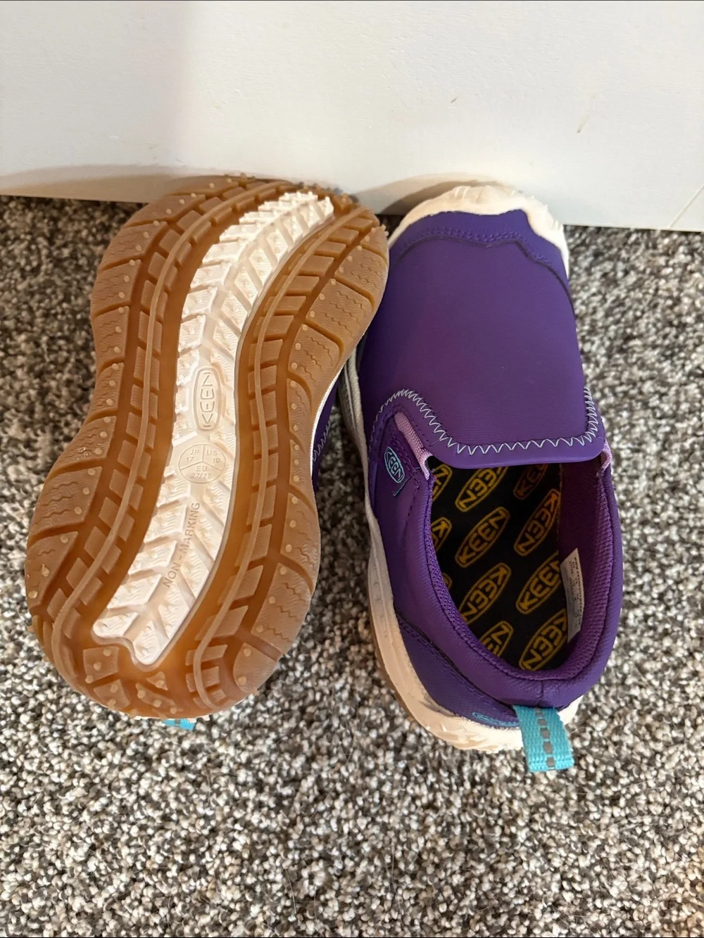 Keen Kids Purple Slip-On Sneakers with Teal Heel Tabs